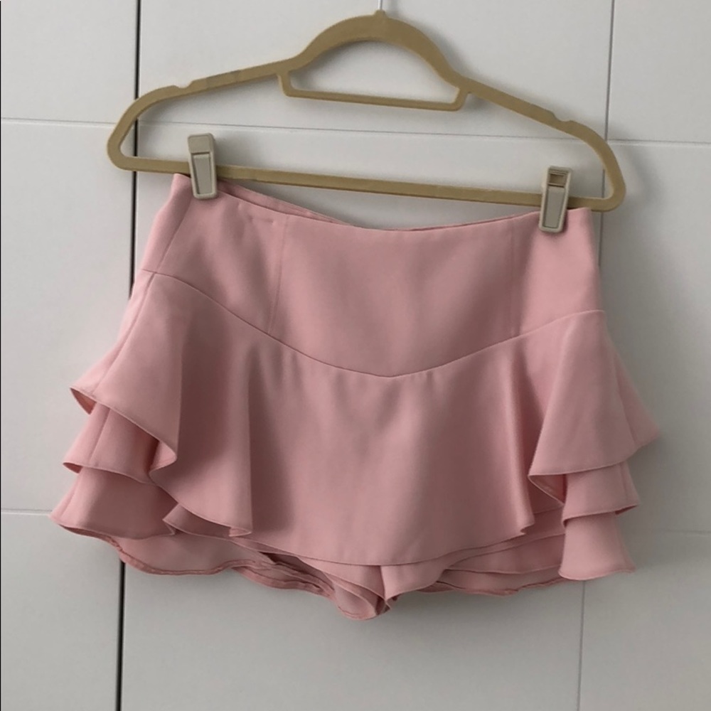 Blush colored ruffled skort